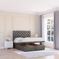 Sloomy Mayfair Naples Fabric Ottoman Bed End Opening With Sprung Memory Mattress & 26 Inch strut Headboard in Dark Grey | Size: Super King