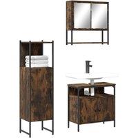 Berkfield Home 3 Piece Bathroom Furniture Set Smoked Oak Engineered Wood in Brown