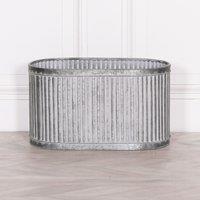 Glasstone Ribbed Metal Planter - Large in White