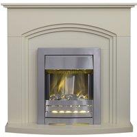 Adam Fires & Fireplaces Adam Truro Fireplace in Cream with Helios Electric Fire in Brushed Steel, 41 Inch in Grey