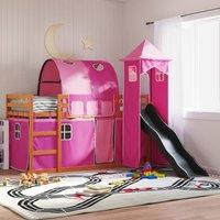 Bunk Bed without Mattress with Slide and Curtains Pink 90x200 cm