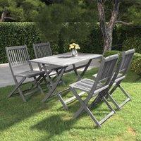 Berkfield Home 5 Piece Garden Dining Set Solid Acacia Wood Grey