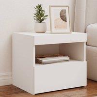 Bedside Cabinet with LED Lights White 50x40x45 cm