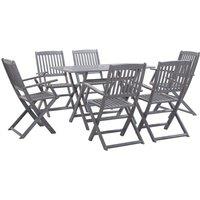 Berkfield Home 7 Piece Garden Dining Set Solid Acacia Wood Grey