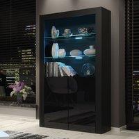 Creative Furniture Spectrum Display Cabinet 170cm with Glass Shelves & LED Lights in Black