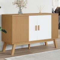 Berkfield Home Sideboard OLDEN White & Brown 114x43x73.5 cm Solid Wood Pine