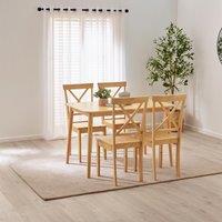 FurnitureboxUK Lynton Small Oak Effect Wooden Dining Table & 4 Millford Chairs in Light Oak