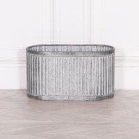 Glasstone Ribbed Metal Planter - Medium in White