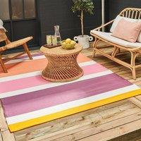 THE RUGS Reversible Weatherproof Outdoor Garden Patio Rug Striped Rainbow 1030 in Pink | Size: 180 cm x 270 cm