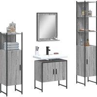 Berkfield Home 4 Piece Bathroom Cabinet Set Grey Sonoma Engineered Wood