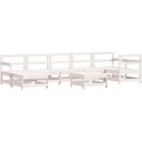 8 Piece Garden Lounge Set White Solid Wood Pine