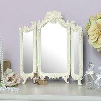Melody Maison Small Ornate Cream Rose Triple Mirror - 38cm X 38cm | Size: 38 cm X 38 cm