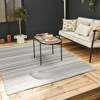 THE RUGS Reversible Weatherproof Outdoor Garden Patio Rug Striped Rainbow 1020 in Grey | Size: 180 cm x 270 cm