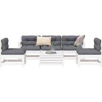 Berkfield Home 6 Piece Garden Sofa Set White Solid Wood Pine