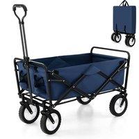 Costway Outdoor Collapsible Folding Utility Wagon Heavy Duty Camping Garden Cart in Blue