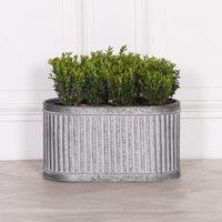 Glasstone Ribbed Metal Planter - Small in White