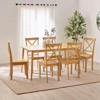 FurnitureboxUK Lynton Large Oak Effect Wooden Dining Table & 6 Millford Chairs in Light Oak