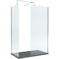 Balterley 8mm Glass Wetroom Screens Chrome & Slate Grey Tray 1400 x 800mm in Silver