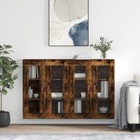 Berkfield Home Wall Mounted Cabinets 2 pcs Smoked Oak Engineered Wood in Brown