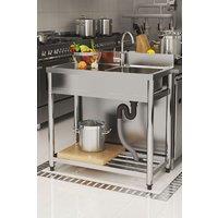 Living and Home Stainless Steel One Compartment Sink for Kitchen Garage Garden in Silver