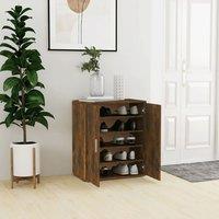Berkfield Home Shoe Cabinet Smoked Oak 60x35x70 cm Engineered Wood in Brown | Size: 60 x 35 x 70 cm