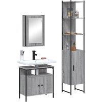 3 Piece Bathroom Furniture Set Grey Sonoma Engineered Wood