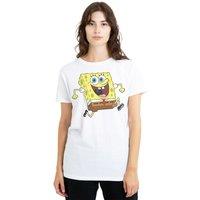 Spongebob Men's Happy Running T-Shirt, White | Size: XL