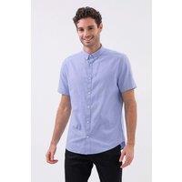 Enorsia Men's Linen Blend Short Sleeve Shirt in Pale Blue | Size: 2XL