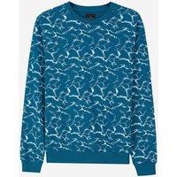 Enorsia Men's Crew Neck Crack Print Sweatshirt in Blue | Size: 2XL