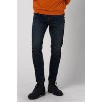 Enorsia Men's Vintage Washed Tapered Fit Jeans in Blue | Size: 40