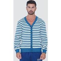 Enorsia Men's Button Through Cardigan Tee in Blue | Size: Small