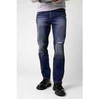 Enorsia Men's Regular Fit Ripped Jeans in Blue | Size: 36