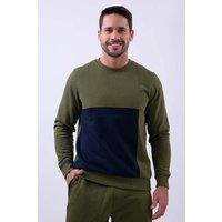 Enorsia Men's Crew Neck Colour Block Sweatshirt in Green | Size: Large