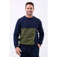Enorsia Men's Crew Neck Colour Block Sweatshirt in Navy | Size: Large