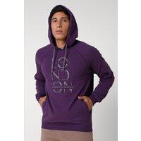 Enorsia Men's Raglan Sleeve Chest Print Hoodie in Purple | Size: Small