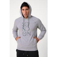 Enorsia Men's Raglan Sleeve Chest Print Hoodie in Grey | Size: Large