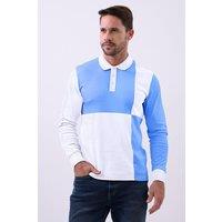 Enorsia Men's Colour Block Polo Shirt in White | Size: Medium