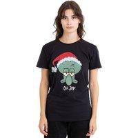 Spongebob Men's Squarepants Squidward Christmas Joy T-Shirt, Black | Size: Small