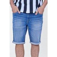 Enorsia Men's Straight Fit Stretch Denim Shorts in Blue | Size: 38