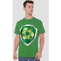 Paw Patrol Men's Rocky Badge T-Shirt, Kelly Green in Dark Green | Size: Small