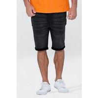 Enorsia Men's Slim Fit Stretch Denim Shorts in Black | Size: 32