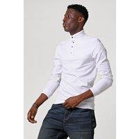 Enorsia Men's Textured Pattern High Neck Sweatshirt in White | Size: Large
