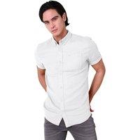 Enorsia Men's Cotton Linen Roll-Up Sleeve Shirt in White | Size: Large