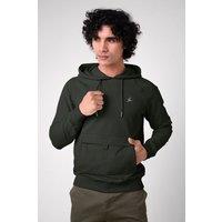 Enorsia Men's Flap Detail Kangaroo Pocket Hoodie in Green | Size: Small