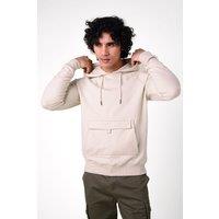 Enorsia Men's Flap Detail Kangaroo Pocket Hoodie in Cream | Size: Large