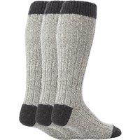 SOCKSHOP Workforce Men's 3 Pack Extra Long Knee High Knitted Wool Boot Socks in Grey | Size: 6-11