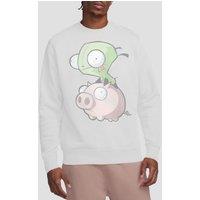 Paramount Home Entertainment Men's Invader Zim Gir & Pig Crew Sweatshirt, White | Size: 2XL