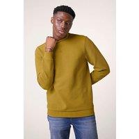 Enorsia Men's Crew Neck Design Rib Sweatshirt in Yellow | Size: Small
