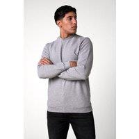 Enorsia Men's Crew Neck Design Rib Sweatshirt in Grey | Size: Large