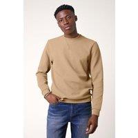 Enorsia Men's Crew Neck Design Rib Sweatshirt in Cream | Size: Small